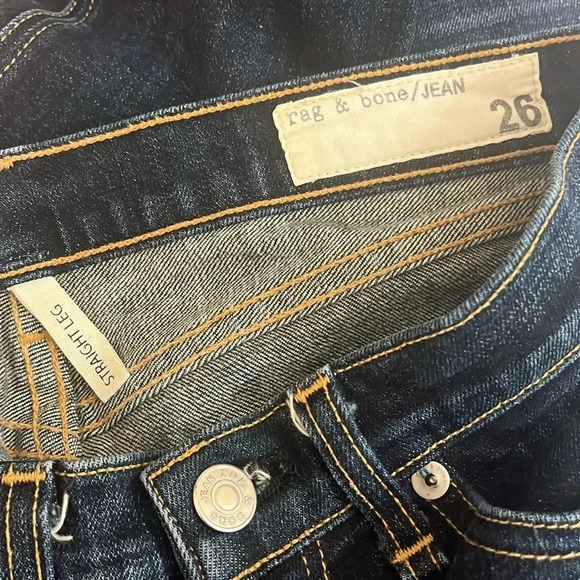 Rag & Bone | Straight Leg dark wash denim jeans Dover women’s size 26 stretch - Picture 6 of 10